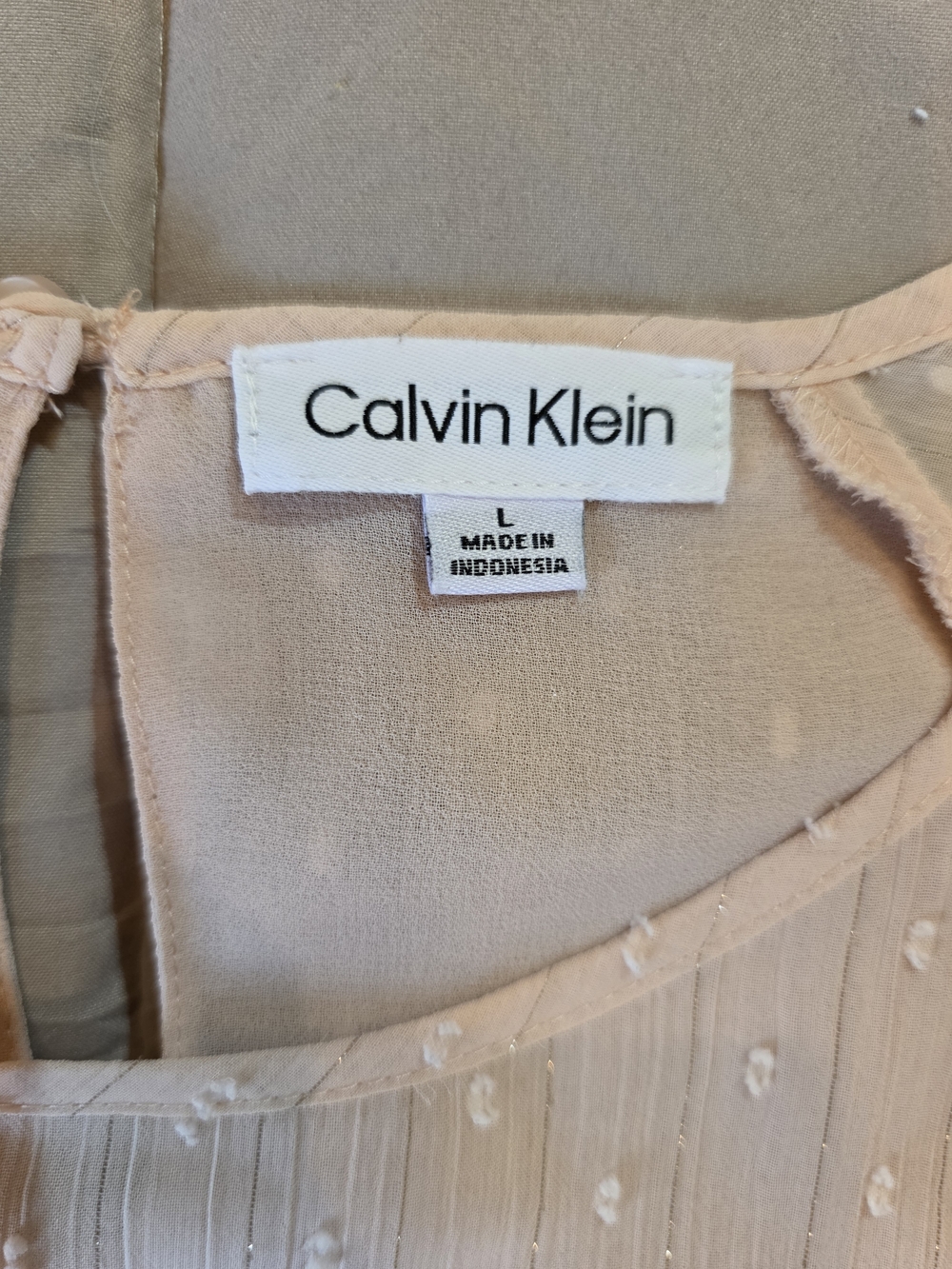 Calvin Klein Women's Light Cream Swiss Dot Blouse - Picture 4 of 12